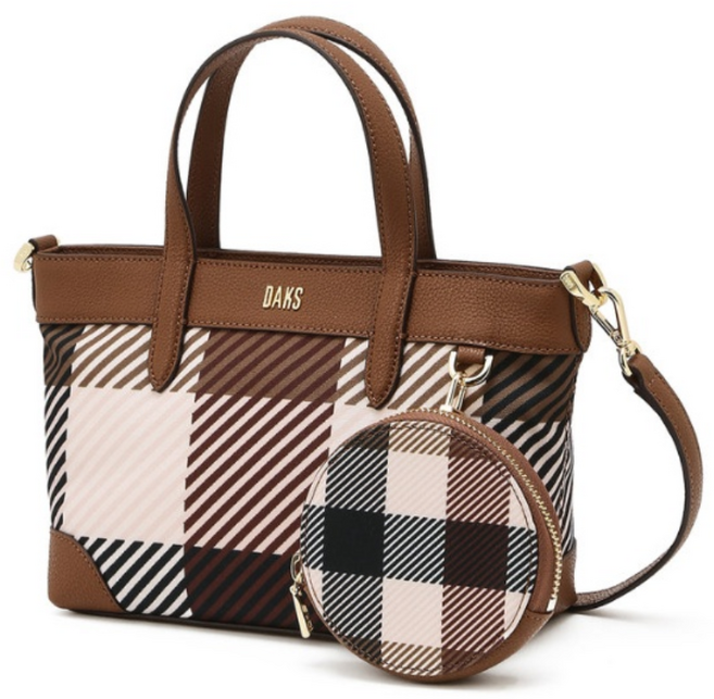 닥스 [플랜스토리]닥스가방 여성선물추천 백화점포장 여성가방 백화점정품 브라운 체크 가죽 토트백 (WCBA4F832W2)
