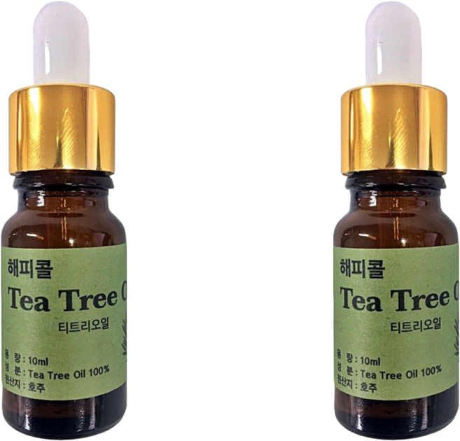 해피콜 호주산 티트리 오일 원액 100% 10mL 2병 스포이드용기, 2개