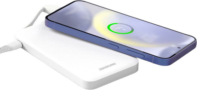짐승 10W C타입 케이블 일체형 보조배터리 5000mAh 2개, 화이트+화이트, ZS-C10WP