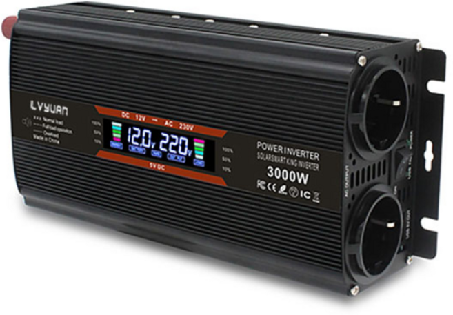 루앤 유사계단파 3000W 차량용 LCD 인버터 220V 60hz 한국형 KC인증, 블랙 용량 3000W 전압 24V, 1개