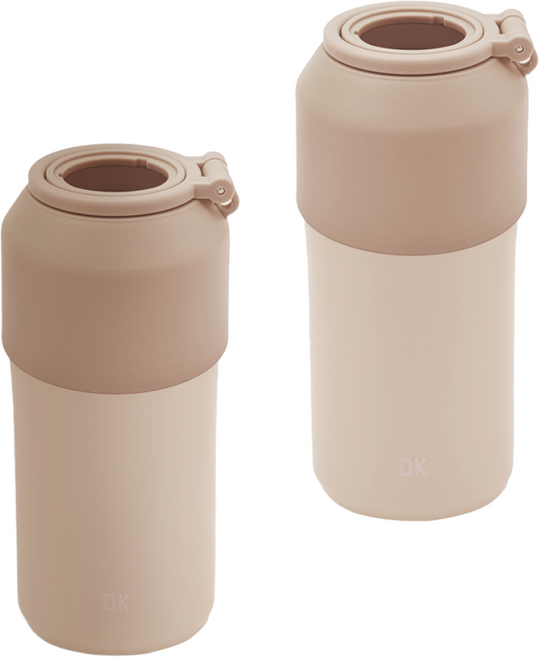 1+1 페트병 쿨러 진공 생수 음료수 맥주캔 소주 휴대용 보틀 500ml, 2개, 핑크+핑크