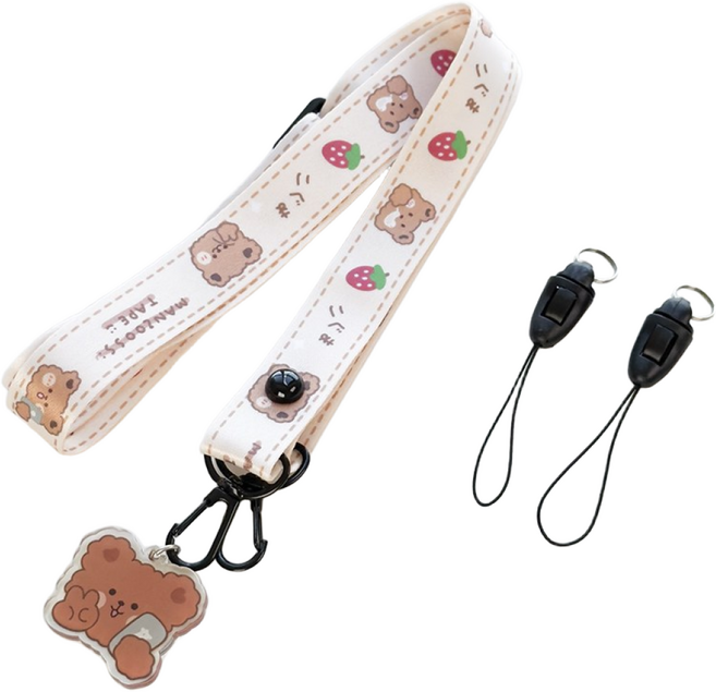 에버피크 휴대폰 스트랩 랜야드 목걸이줄, 1개, 8.딸기곰돌이