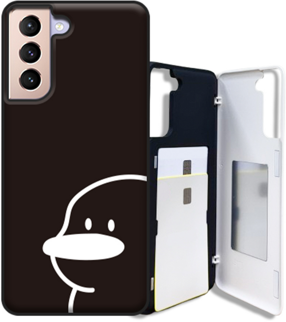 휘케이스 오리 디자인 갤럭시 S21시리즈 카드 2장 수납 마그네틱 도어범퍼 케이스