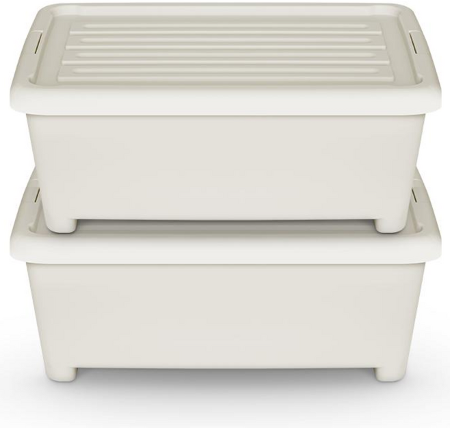 리빙스마일 스마일정리함 직사각형 중대, 아이보리, 2개