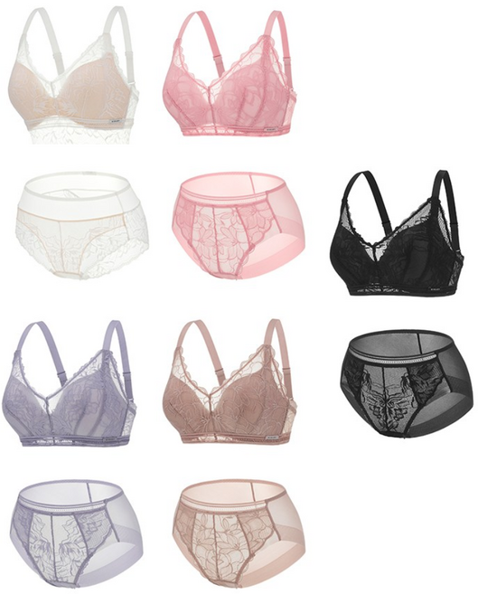 시슬리 라이크라 레이스 브라 팬티 5세트
