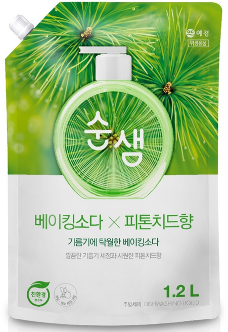 순샘 베이킹소다 피톤치드향 주방세제 리필, 1.2L, 2개