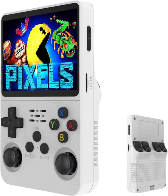 네버폴드 R36S 레트로 휴대용 게임기 한국어지원 대용량배터리 2만가지게임, 128GB, 화이트