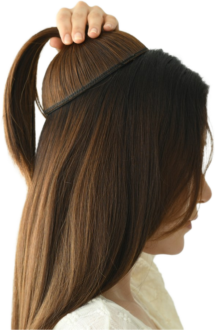 휴브론 뒷볼륨 두상 가발 인조모 여자 똥머리 포니테일 묶음 머리 볼륨 뽕 커버, 1개, 라이트블랙