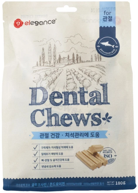 엘레강스펫 강아지 가수분해츄 개껌 저알러지 간식 덴탈츄 관절 건강, 1개, 180g - 쿠팡