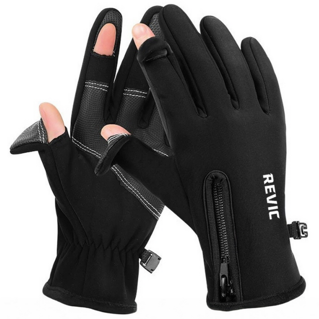 REVIC 오토바이 배달 장갑 터치 방한 글러브, 블랙