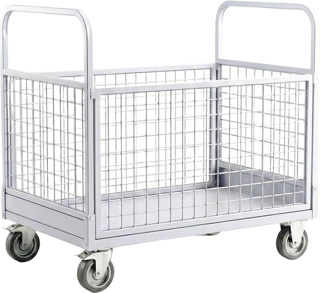 접이식 카트 물류창고 운반용 손수레 고하중 바스켓카트 롤테이너, 그레이 중형, 1개