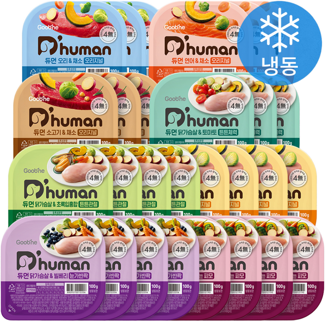 듀먼 전연령용 강아지 종합 8종 버라이어티 화식사료, 혼합맛, 100g, 28개