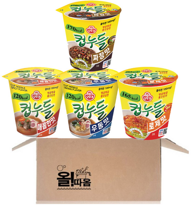오뚜기 컵누들 매콤한맛 +우동맛 +짜장맛 +로제맛 각 6개씩, 1개