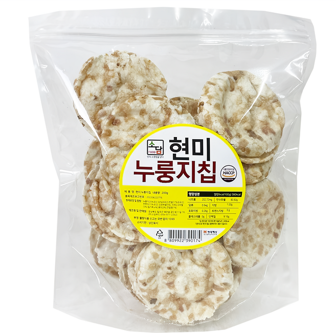 현미 누룽지칩 다이어트 간식 과자 스낵 칩, 200g, 4개