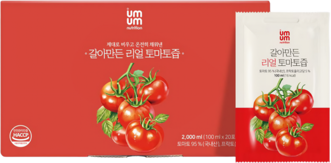 움움 갈아만든 리얼 토마토즙, 100ml, 60개