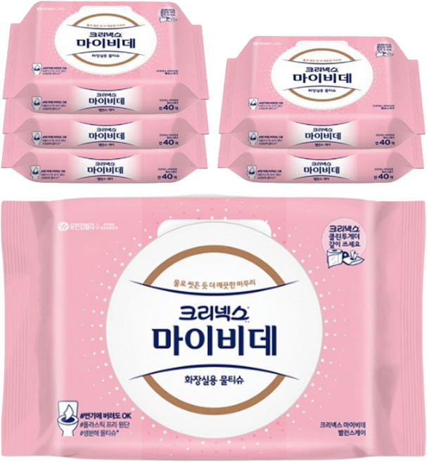 마이비데 밸런스케어 화장실용 물티슈 캡형, 55g, 40매, 6개