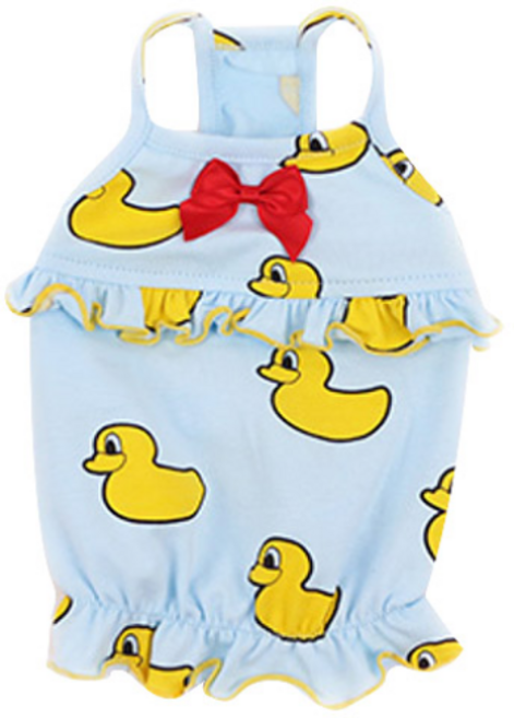 펫츠랜드 강아지 원피스 득템 애견옷 여름 티셔츠 나시티 드레스, 30. 프릴덕 나시티_블루 XL, 1개