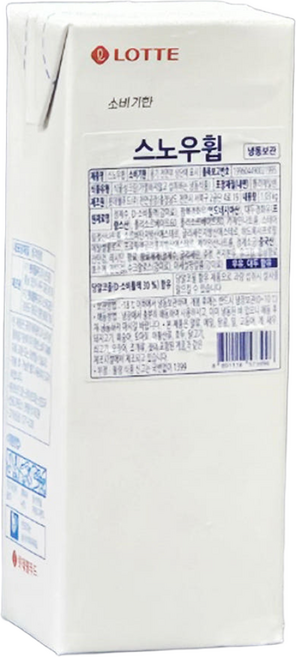 롯데 스노우휩 1030g 식물성 휘핑크림 가당 [아이스박스포함], 1.03kg, 1개