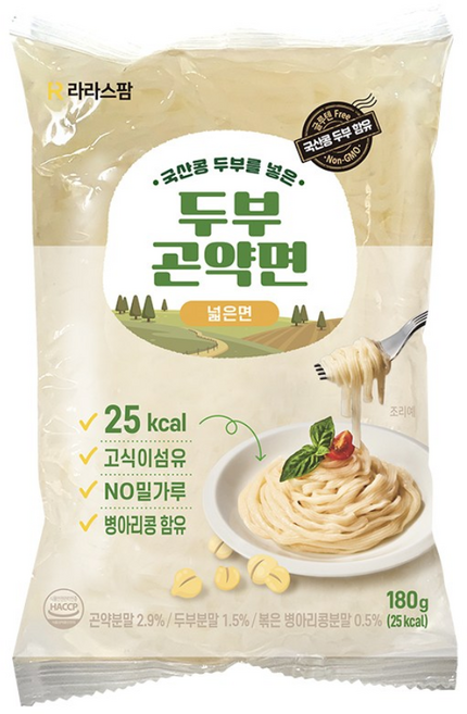 라라스팜 두부곤약면 넓은면 180g 국산콩 두부 병아리콩 함유 곤약면 곤약 누들, 1개