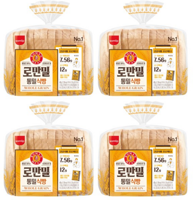 삼립 로만밀 통밀식빵, 420g, 4개