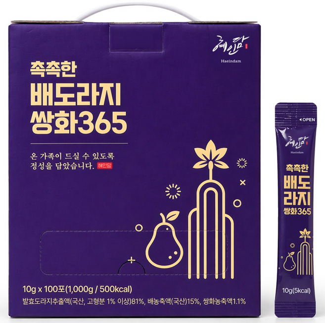 혜인담 촉촉한 배도라지 쌍화365, 100개, 10g