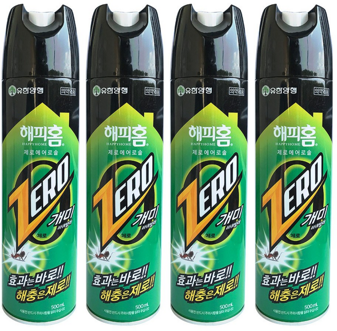 유한양행 [본사직영] 해피홈 제로 에어로솔 개미용, 500ml, 4개