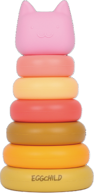 에그차일드 고양이 스태킹퍼즐 플래티넘실리콘 구강기 아기퍼즐 쌓기놀이, 레드, 1개