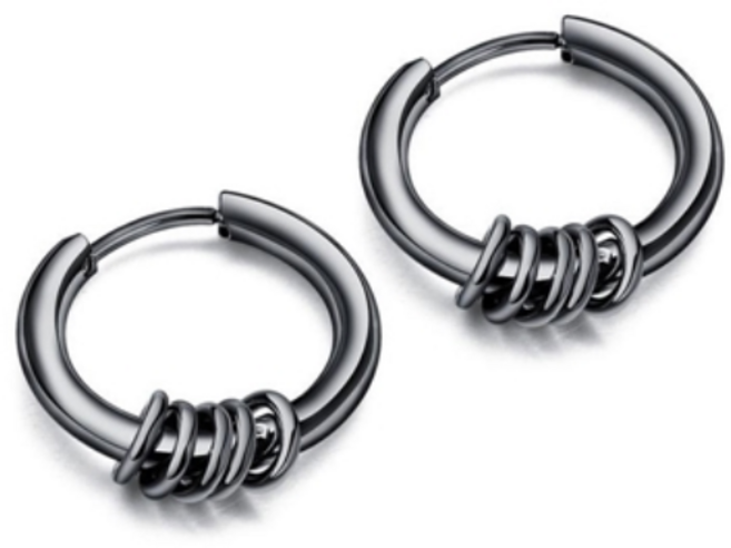 에르모사제이 맨즈 ME005 써지컬 스틸 힙합 링귀걸이 남자 피어싱 귀걸이