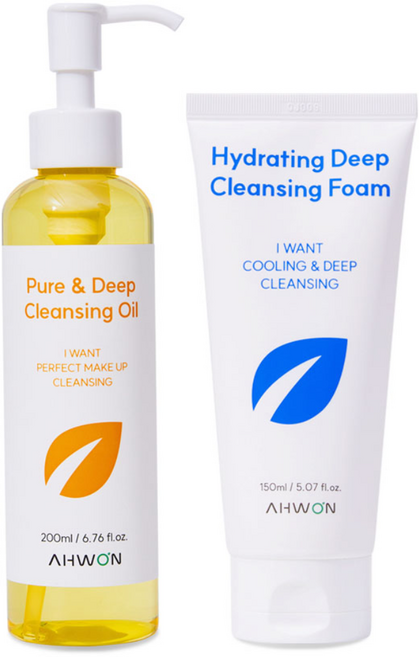 아원 Ahwon 저자극 블랙헤드제거 비건 아르간 순한 딥 클렌징오일 200ml 1개 8종 히알루론산함유 약알칼리성 쿨링 딥 클렌징폼 150ml 1개