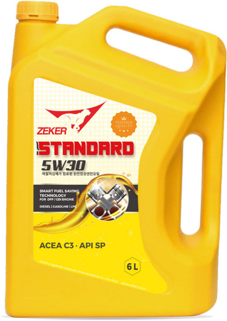 제커 스탠다드 5W30 SP C3 DPF 디젤 가솔린 LPG 합성엔진오일 6L, 1개