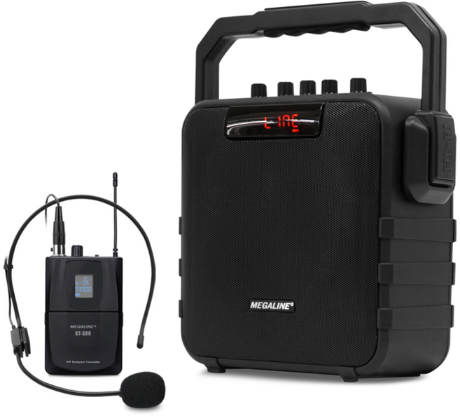 MEGALINE MGP-1009D 100W 강의용무선마이크 충전식앰프 이동식 휴대용 포터블엠프, 본체 헤드셋마이크