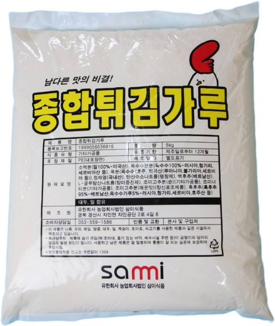 삼미식품 치킨파우더 종합튀김가루 5KG 양념 후라이드 겸용, 1개
