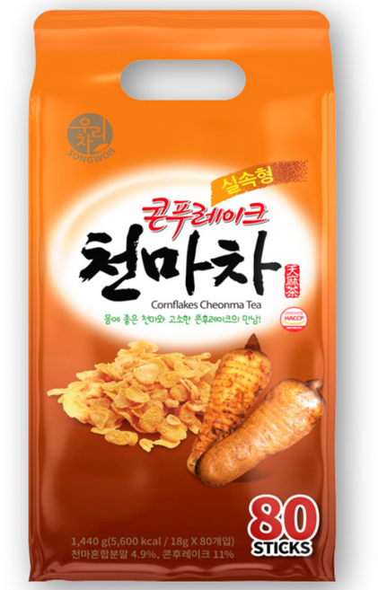 송원 우리차 콘푸레이크 천마차 + 바나바잎차 40T, 18g, 1개, 80개입