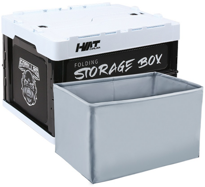 에이치엠티 접이식 트렁크 정리함 폴딩 수납 박스 캠핑수납함, 화이트블랙+방수패드