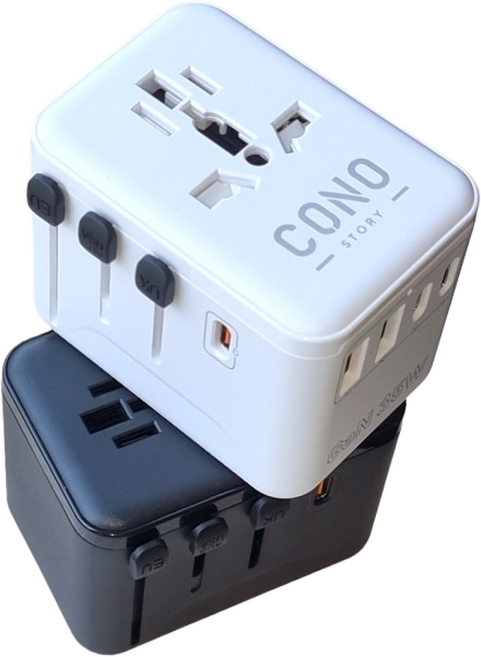 코노(CONO) 35W 여행용 올인원 해외 멀티 플러그 5포트 어댑터 유선충전기, 화이트, 1개