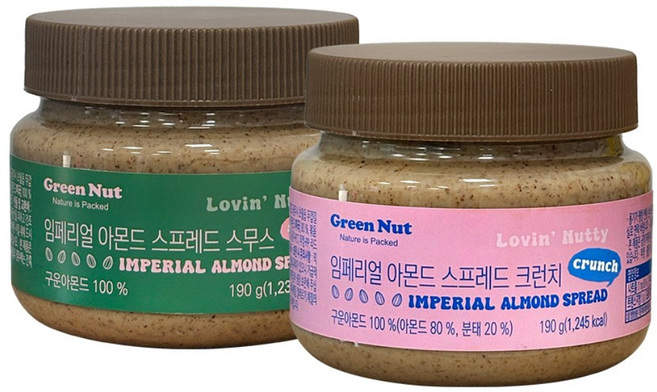 임페리얼 아몬드스프레드 (스무스 + 크런치 ), 380g, 1세트