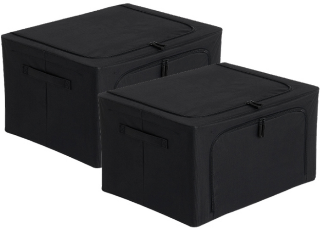 하우스레시피 어반 패브릭 리빙박스, 블랙, 2개