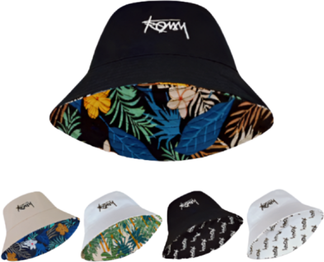 아이엠컴퍼니 심플 앤 패셔너블 양면 남여공용 버킷햇 하와이안 사계절 편안한 리버서블 모자