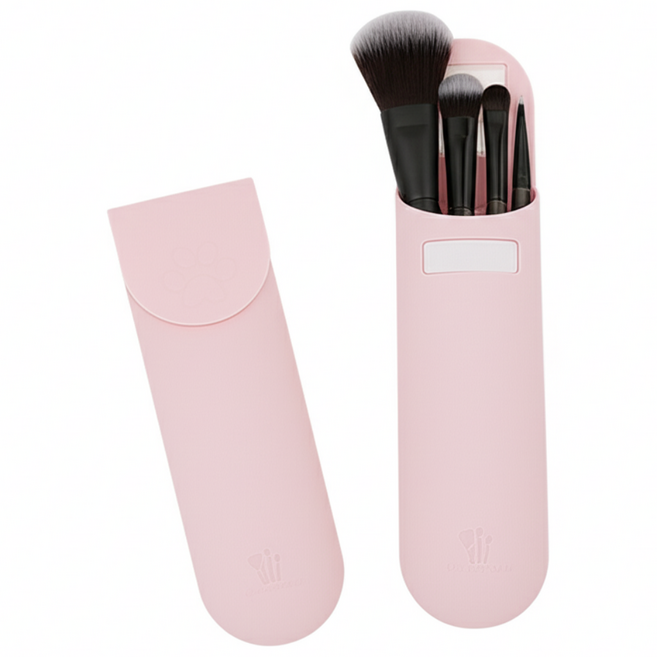 CLK 실리콘 메이크업 파우치 브러쉬 케이스, 1개, 핑크