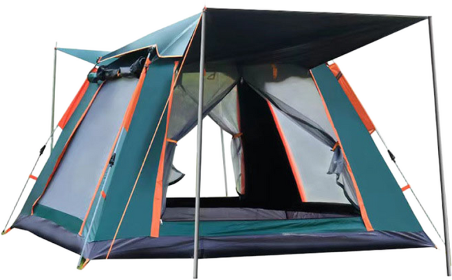 HAM 아웃도어 자동 프레임 3~4인 비치 원터치 접이식 캠핑 2인용 방수 텐트, S, 진녹색+방습 매트