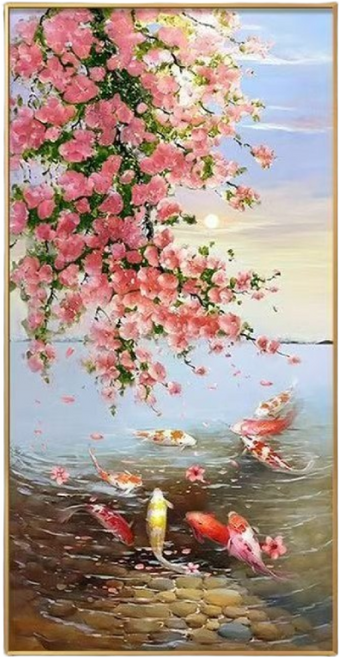 DIY 벚꽃나무 보석십자수 구어도 40x70cm, 핑크, 1개