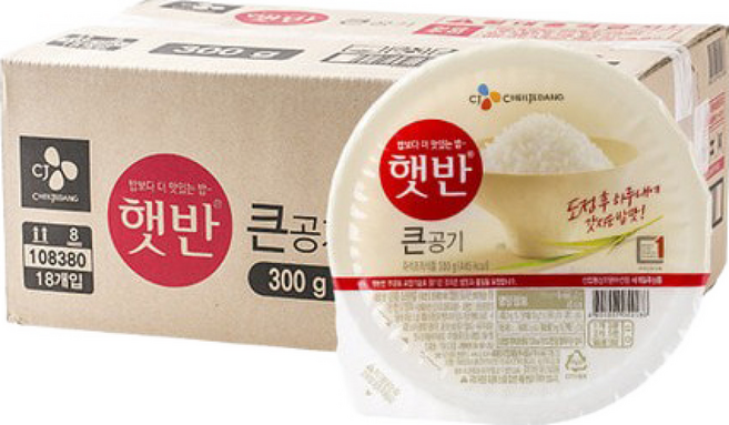 햇반 사각 즉석밥, 300g, 18개
