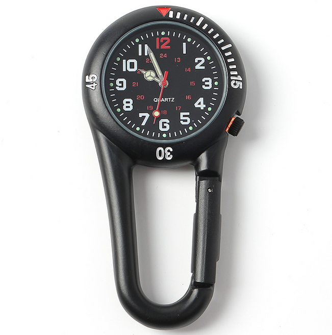 도토로 아웃도어 카라비너 야광 스포츠 시계(블랙/블랙), 단품