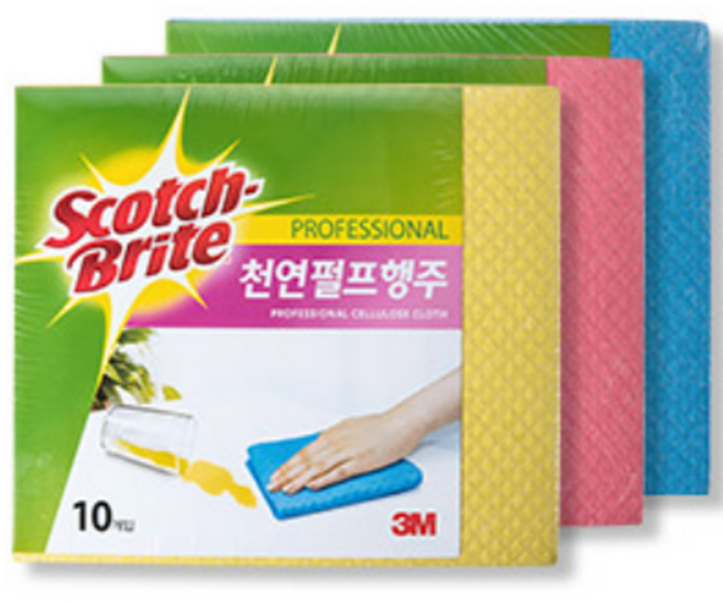 3M 천연 펄프 행주 10개입, 1개, 분홍.