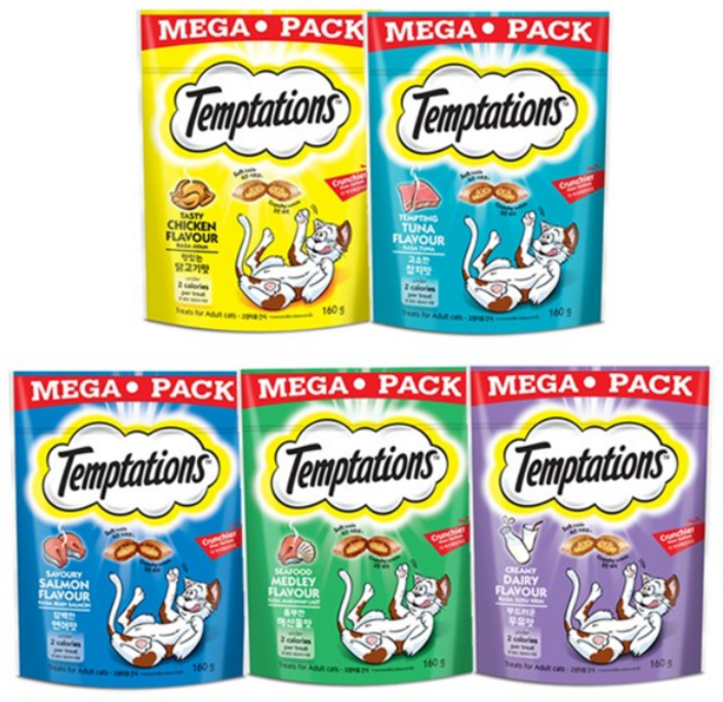 템테이션 메가팩 고양이 스낵, 1세트, 기본 5종콤보, 160g