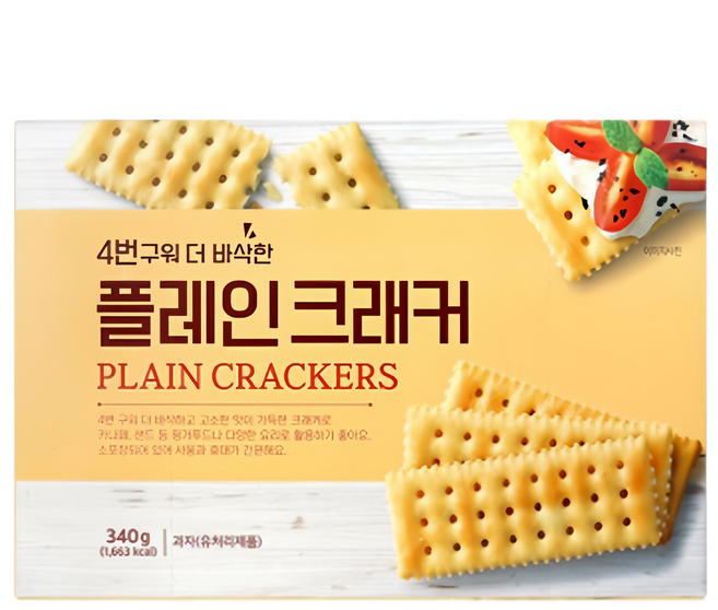 4번 구워 더 바삭한 플레인크래커, 5개, 340g