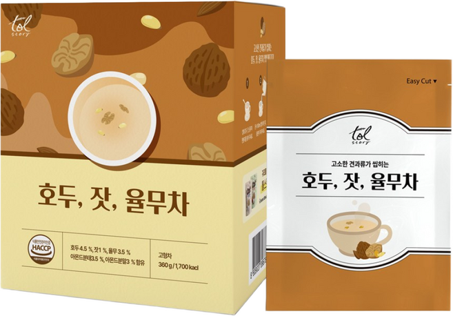 톨스토리 호두잣율무차 3입 도울 지구대장, 3개, 10개입, 36g