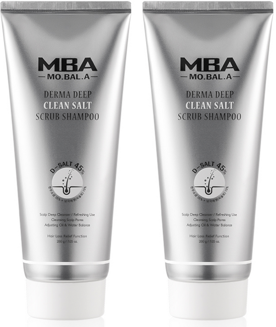 모발아 D-솔트 더마 딥 클린 스크럽 샴푸 두피 스케일링 각질 스크럽 노폐물, 200g, 2개