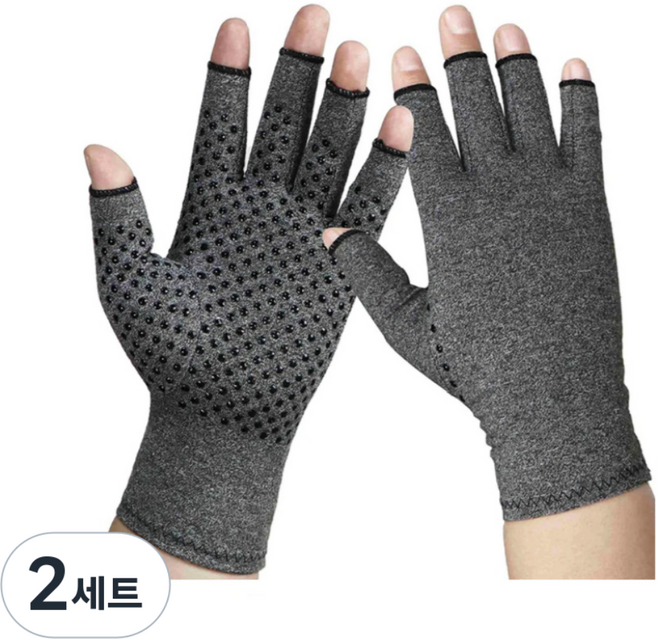 손 관절 보호 압박 반장갑 도트 손가락 손목 오픈 핑거 보호대, 2세트