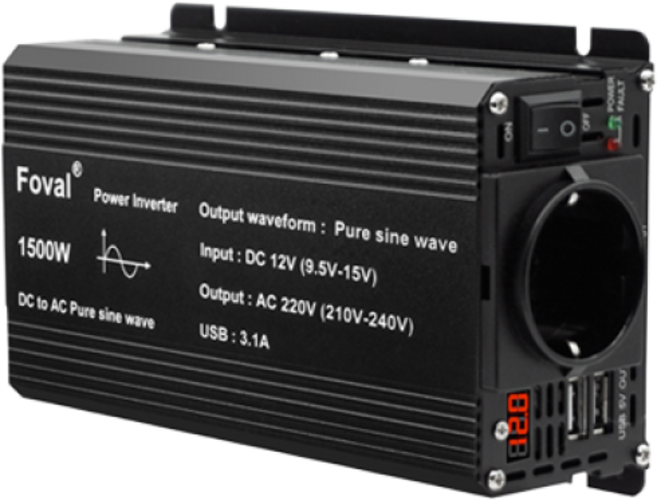 루앤 순수정현파 차량용 인버터 12V 220V 캠핑용 차박 한국형 KC인증, 블랙 용량 1500W 전압12V, 1개